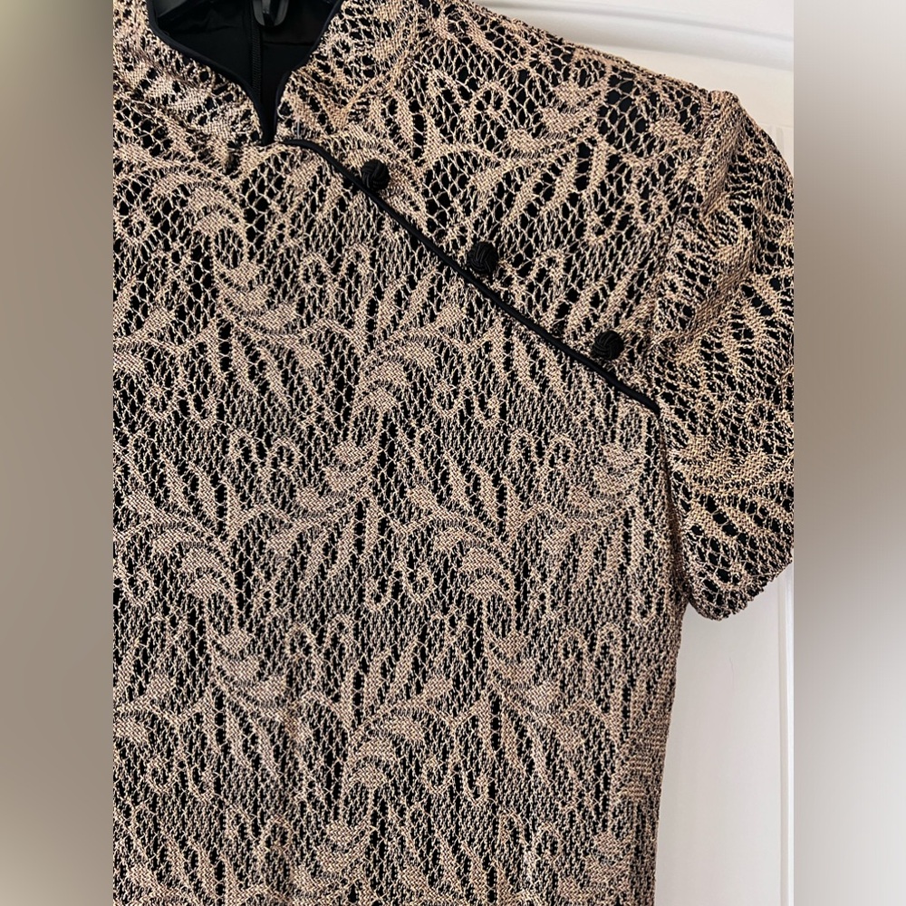 Jessica Howard Size 8 Maxi Evening Dress Vintage 90's Gold Metallic Asian Womens